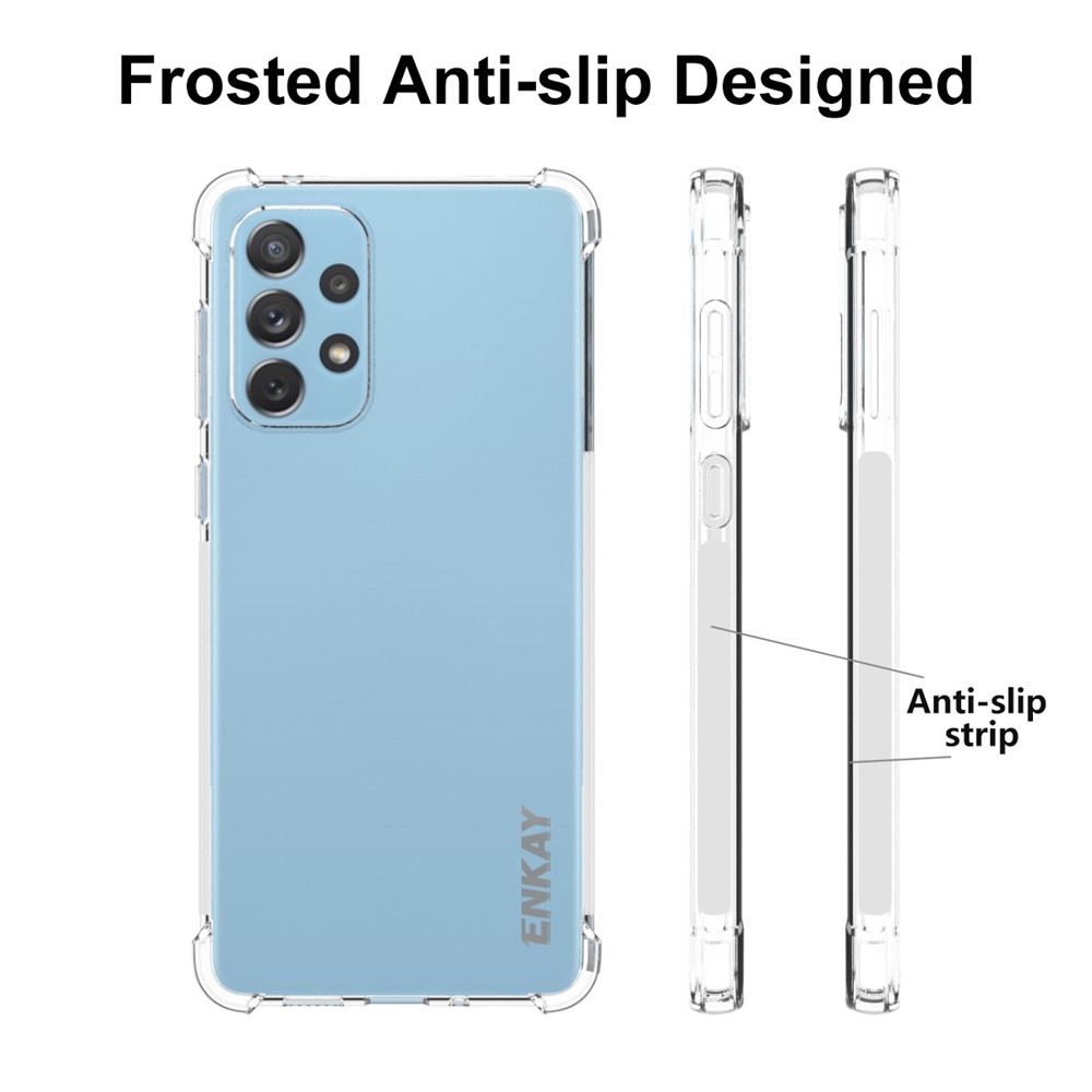 ENKAY Thickened Four Corners Anti-slip Side Strip Transparent TPU Case Protective Phone Cover for Samsung Galaxy A73-4