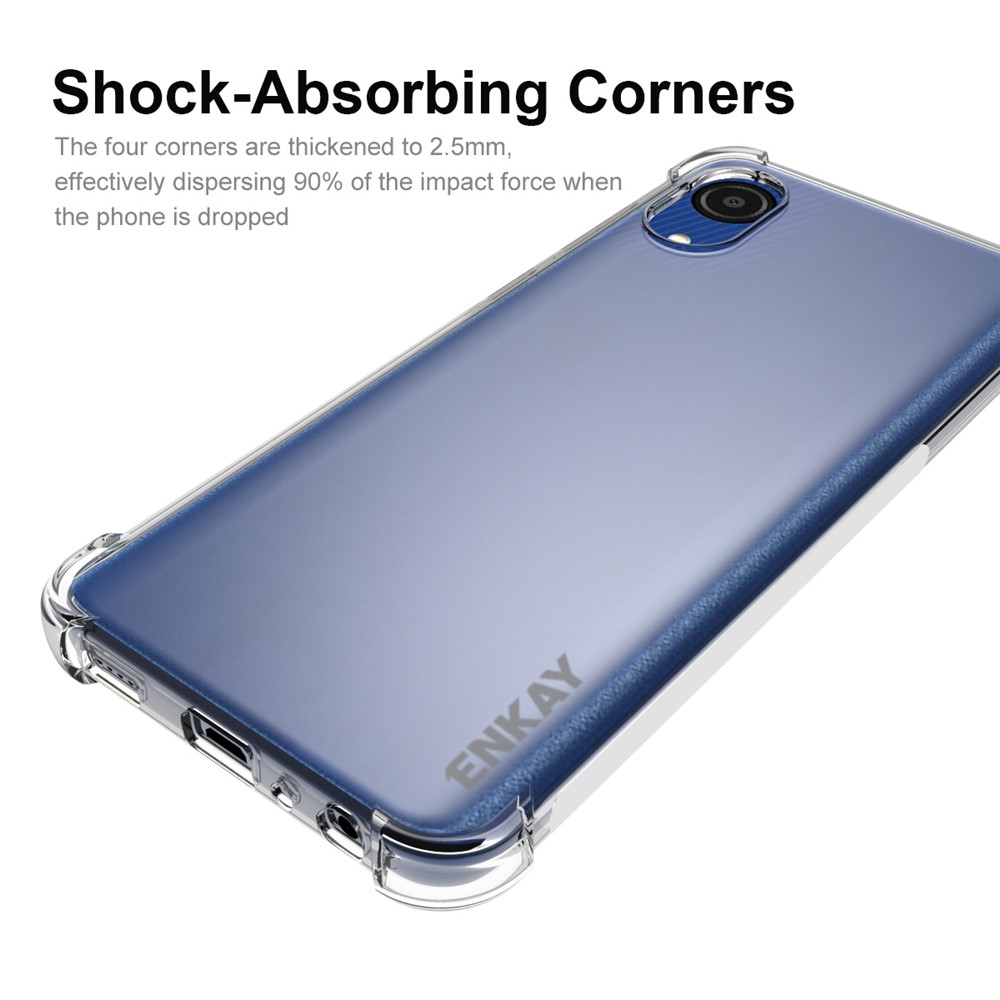 ENKAY Shock Absorption Thickened Corner Anti-slip Edge Clear Soft TPU Phone Case Shell for Samsung Galaxy A03 Core-2