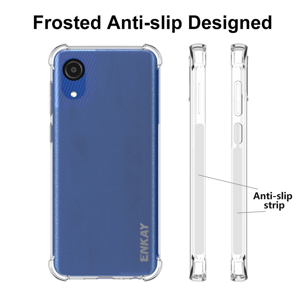 ENKAY Shock Absorption Thickened Corner Anti-slip Edge Clear Soft TPU Phone Case Shell for Samsung Galaxy A03 Core-4
