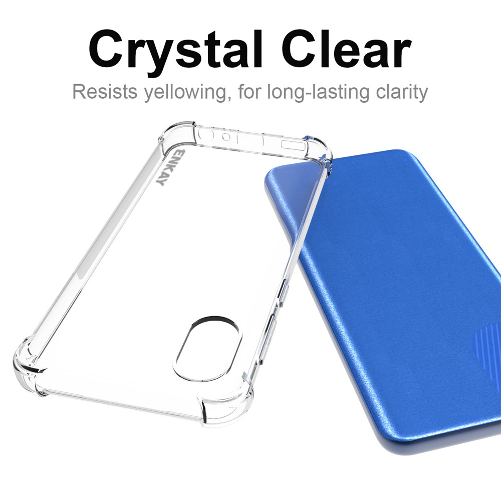 ENKAY Shock Absorption Thickened Corner Anti-slip Edge Clear Soft TPU Phone Case Shell for Samsung Galaxy A03 Core-5