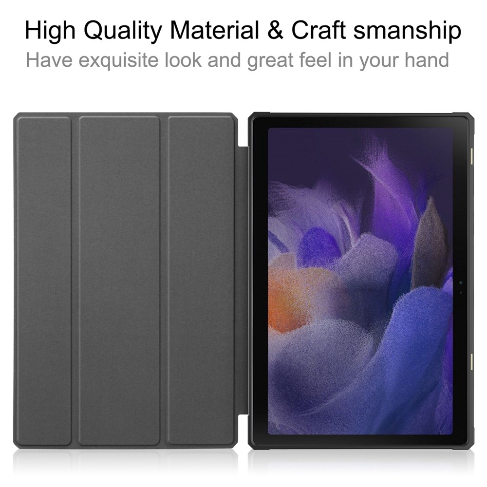 PU Leather Tri-fold Stand Tablet Case Cover with Auto Wake/Sleep for Samsung Galaxy Tab A8 10.5 (2021) - Black-10