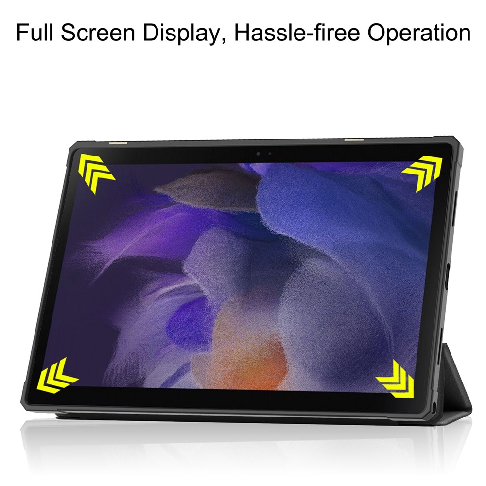PU Leather Tri-fold Stand Tablet Case Cover with Auto Wake/Sleep for Samsung Galaxy Tab A8 10.5 (2021) - Black-5