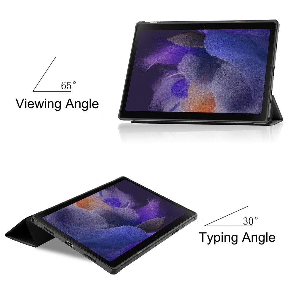 PU Leather Tri-fold Stand Tablet Case Cover with Auto Wake/Sleep for Samsung Galaxy Tab A8 10.5 (2021) - Black-7