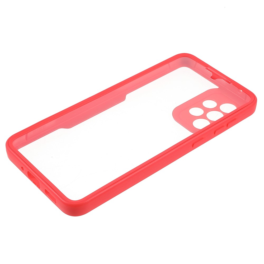 PET Screen Protector + Acrylic Back Panel + TPU Frame 360-degree Protection Drop-proof Case for Samsung Galaxy A33 5G - Red-6