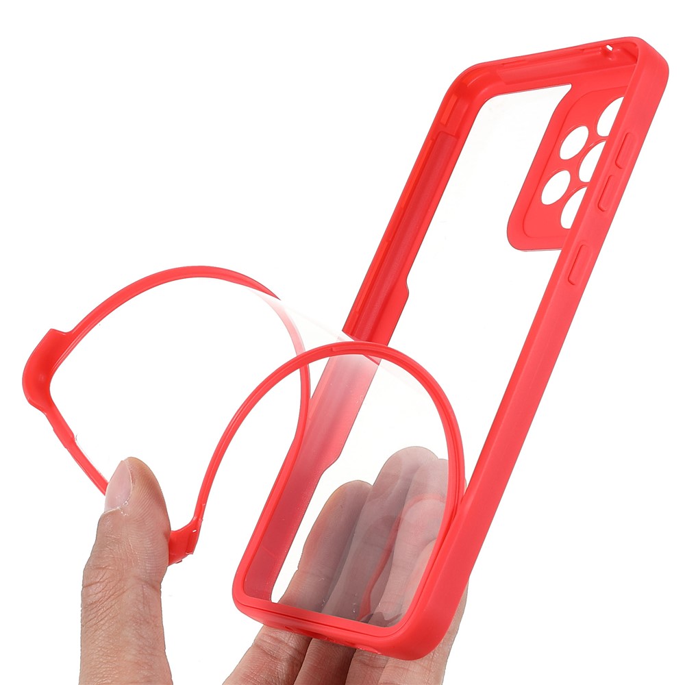 PET Screen Protector + Acrylic Back Panel + TPU Frame 360-degree Protection Drop-proof Case for Samsung Galaxy A33 5G - Red-7