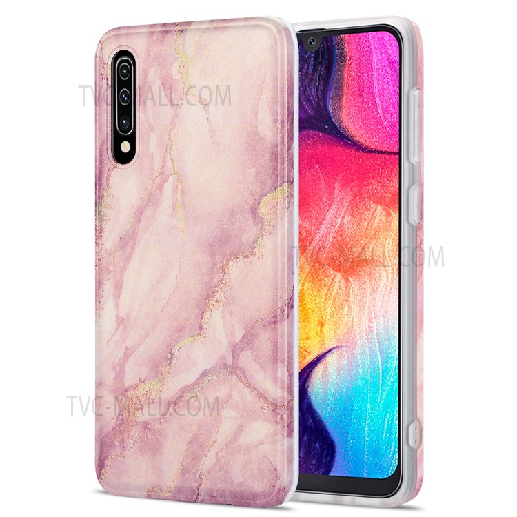Gilding Marble Pattern IMD TPU Case Phone Cover Support Wireless Charging for Samsung Galaxy A50/A50s/A30s - Pink-1