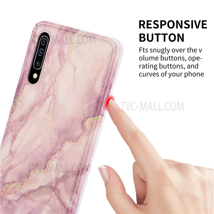 Gilding Marble Pattern IMD TPU Case Phone Cover Support Wireless Charging for Samsung Galaxy A50/A50s/A30s - Pink-3
