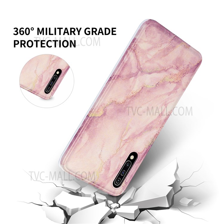 Gilding Marble Pattern IMD TPU Case Phone Cover Support Wireless Charging for Samsung Galaxy A50/A50s/A30s - Pink-4