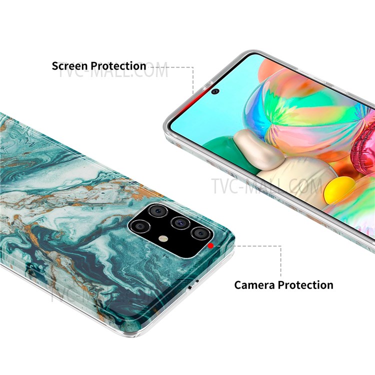 Gilding Marble Pattern IMD TPU Case Well-protected Phone Cover for Samsung Galaxy A71 5G SM-A716 - Green-3