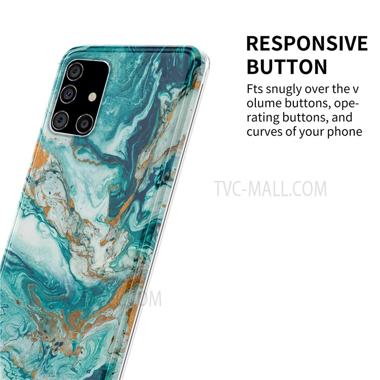 Gilding Marble Pattern IMD TPU Case Well-protected Phone Cover for Samsung Galaxy A71 5G SM-A716 - Green-4
