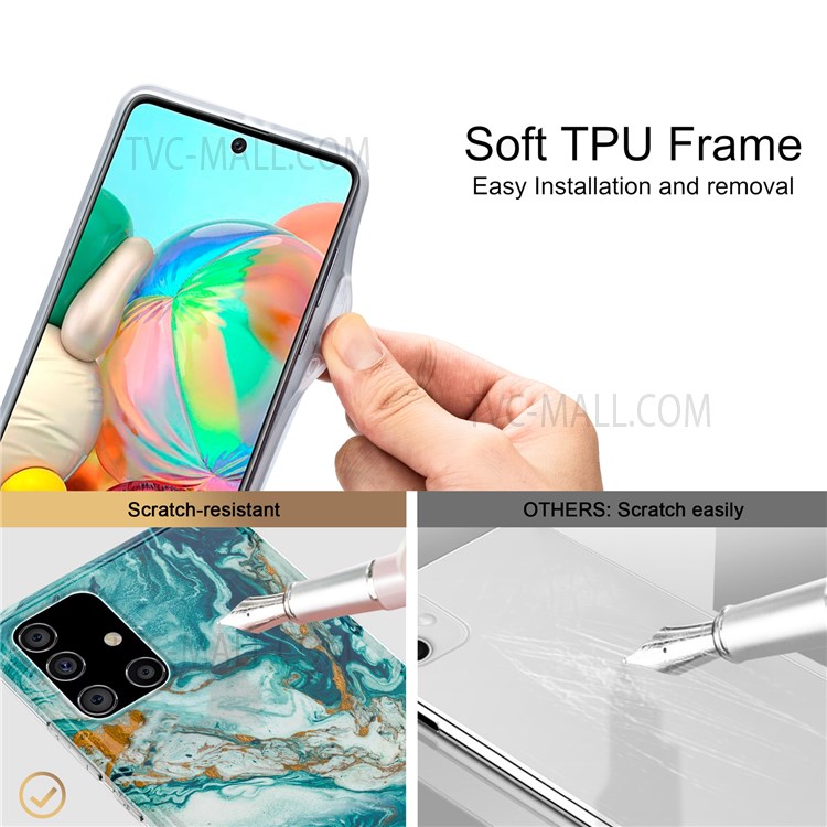 Gilding Marble Pattern IMD TPU Case Well-protected Phone Cover for Samsung Galaxy A71 5G SM-A716 - Green-6