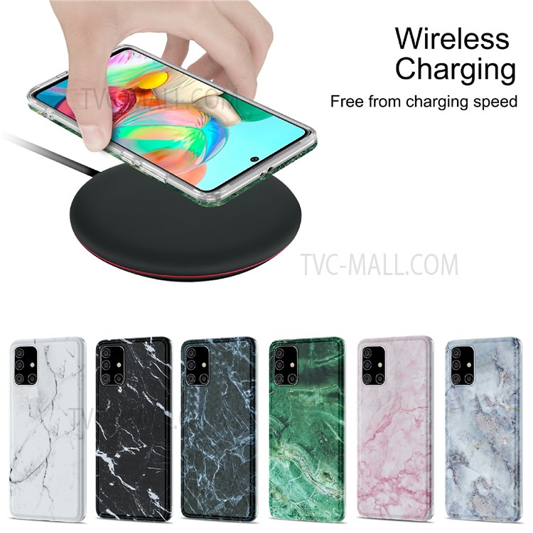 MF Glossy IMD Marble Straight Edge Anti-scratch Protective Cover Soft TPU Phone Case for Samsung Galaxy A71 5G SM-A716 - Green Marble-7