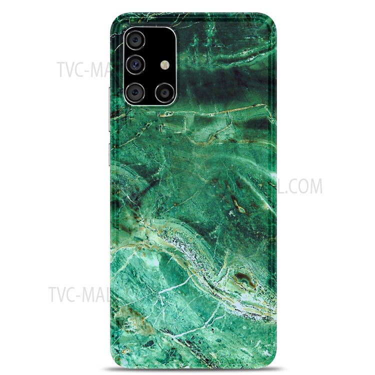 Drop Prevention MF Glossy IMD Marble Straight Edge Protective Cover Smooth Touch Soft TPU Phone Case for Samsung Galaxy A71 4G SM-A715 - Green Marble-2