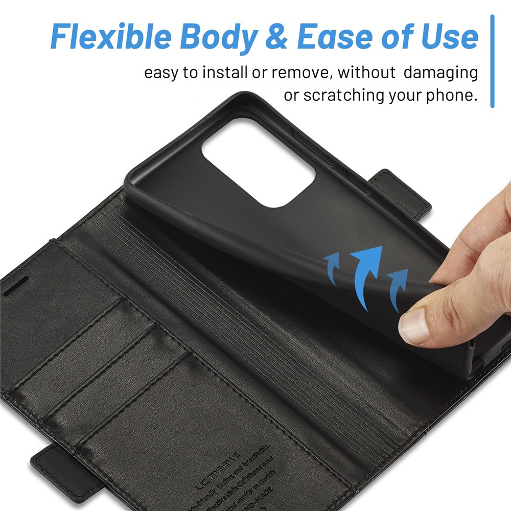 LC.IMEEKE Double Magnetic Clasps PU Leather Foldable Stand Phone Case Cover with Wallet for Samsung Galaxy A53 5G - Black-6