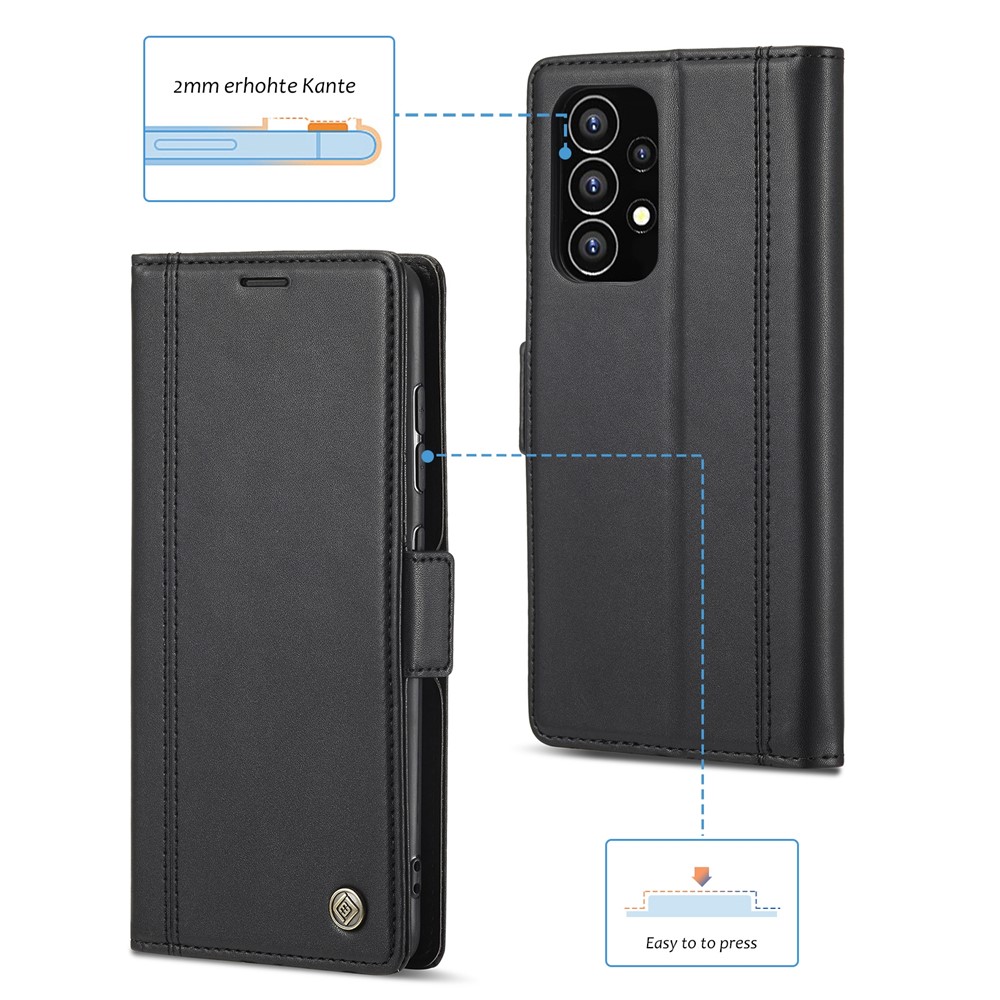 LC.IMEEKE Double Magnetic Clasps PU Leather Foldable Stand Phone Case Cover with Wallet for Samsung Galaxy A53 5G - Black-8