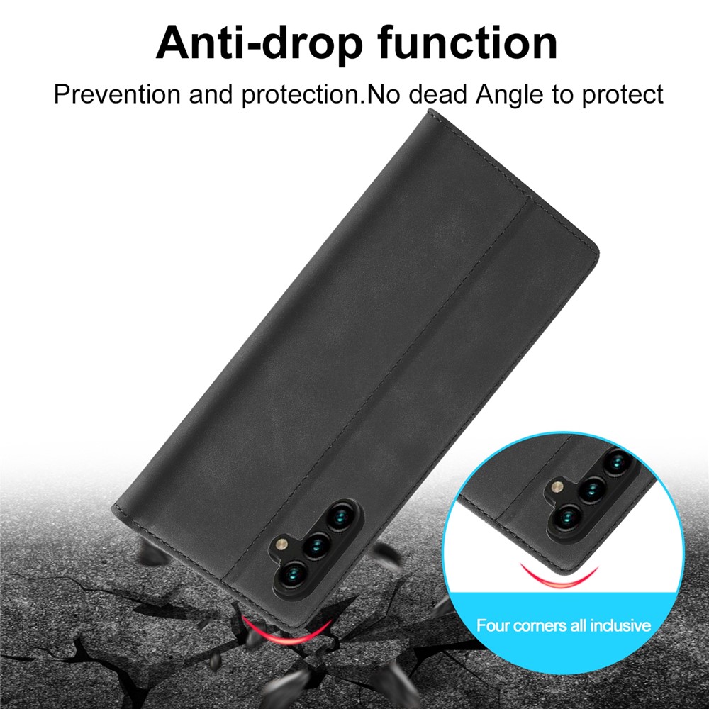 LC.IMEEKE Magnetic Auto Closing PU Leather + TPU Stand Wallet Phone Case Shell for Samsung Galaxy A13 5G - Black-9