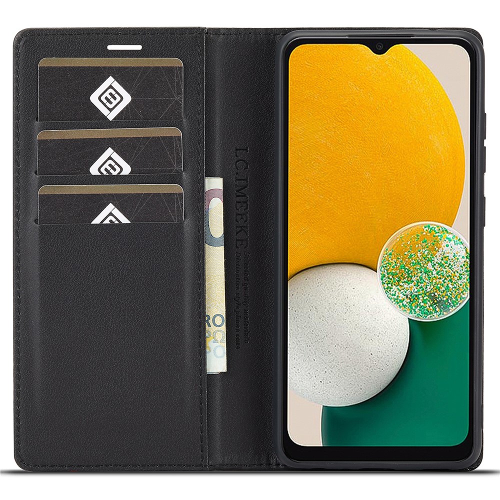 LC.IMEEKE Carbon Fiber Texture Magnetic Auto-absorbed PU Leather Phone Case Cover with Wallet Stand for Samsung Galaxy A53 5G - Horizontal Stripe-5