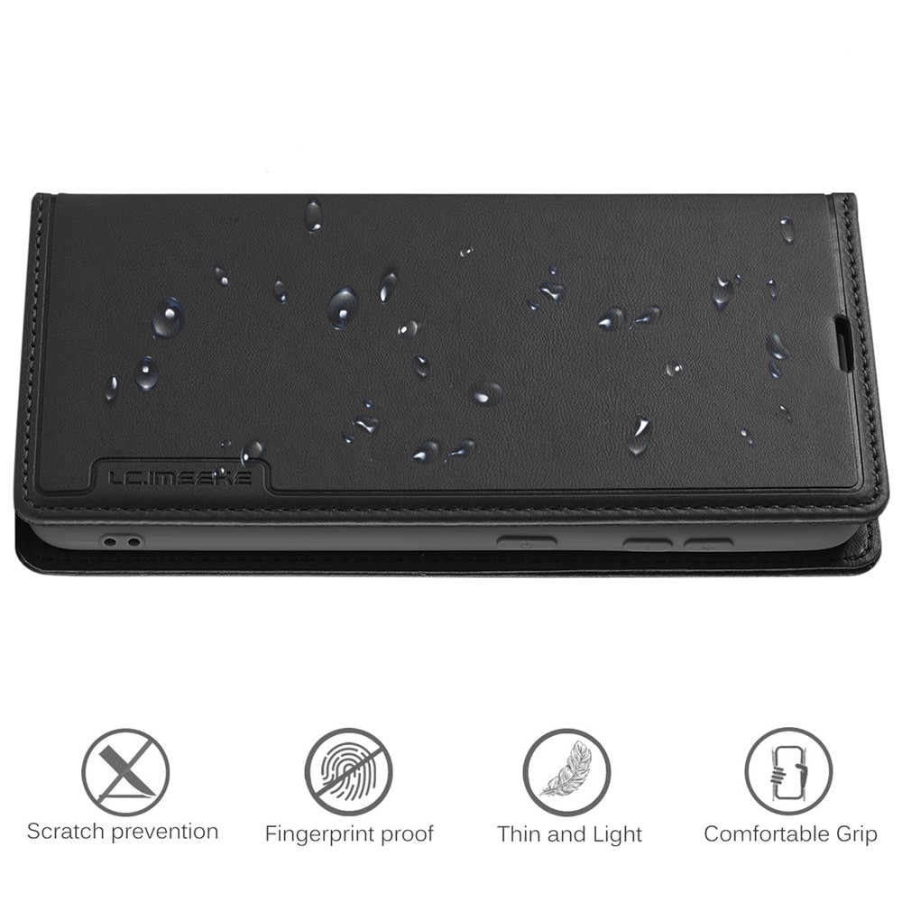 LC.IMEEKE LC-001 Series Outer Inner Card Slot Design Color Splicing PU Leather Phone Case Shell for Samsung Galaxy S22+ 5G - Black-7