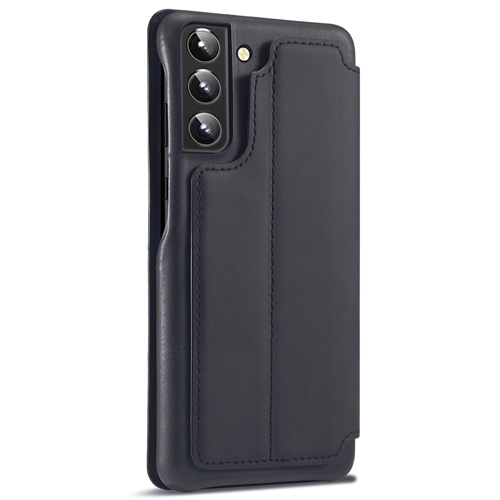 LC.IMEEKE PU Leather Phone Case Foldable Stand Card Holder Protective Cover for Samsung Galaxy S22+ 5G - Black-3