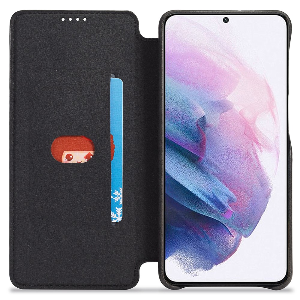 LC.IMEEKE PU Leather Phone Case Foldable Stand Card Holder Protective Cover for Samsung Galaxy S22+ 5G - Black-6