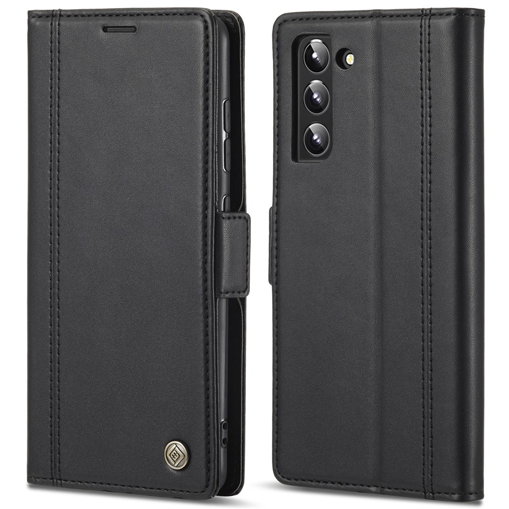 LC.IMEEKE Stand Wallet Function PU Leather Folio Flip Phone Case Cover for Samsung Galaxy S22+ 5G - Black-1