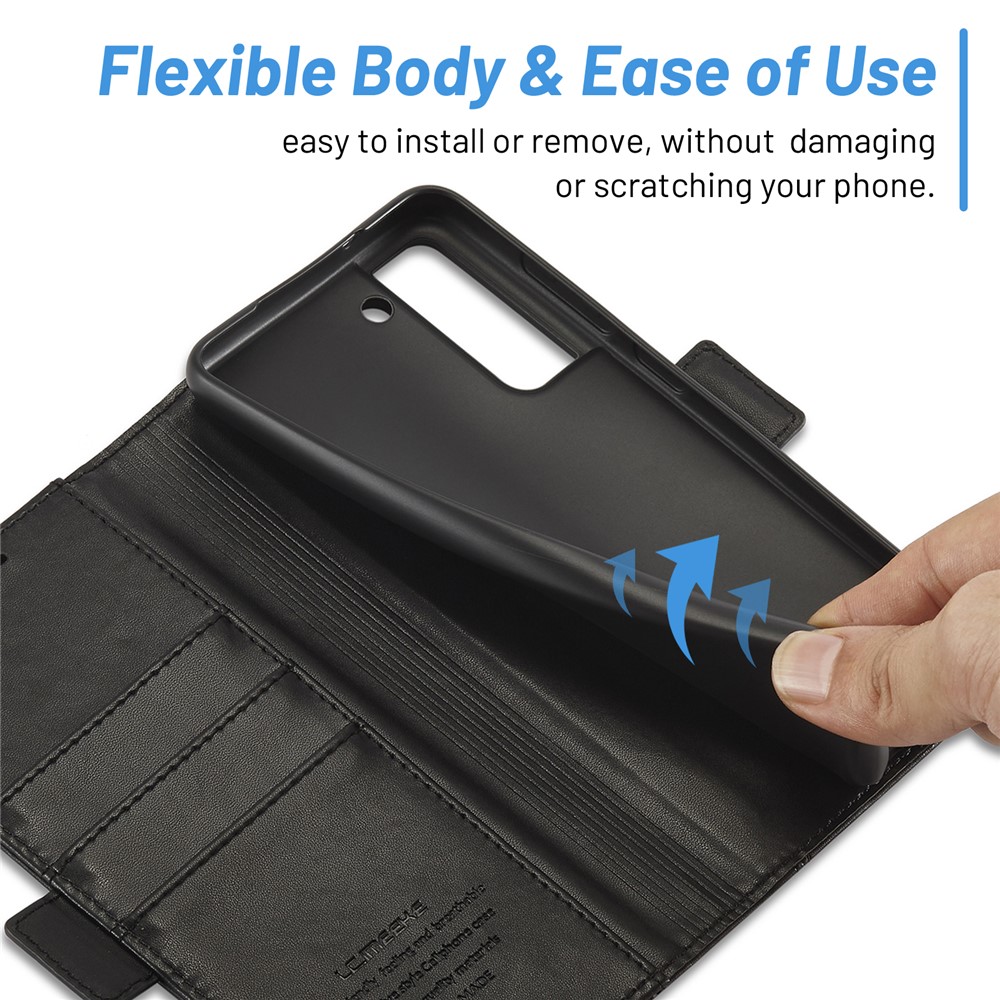 LC.IMEEKE Stand Wallet Function PU Leather Folio Flip Phone Case Cover for Samsung Galaxy S22+ 5G - Black-6