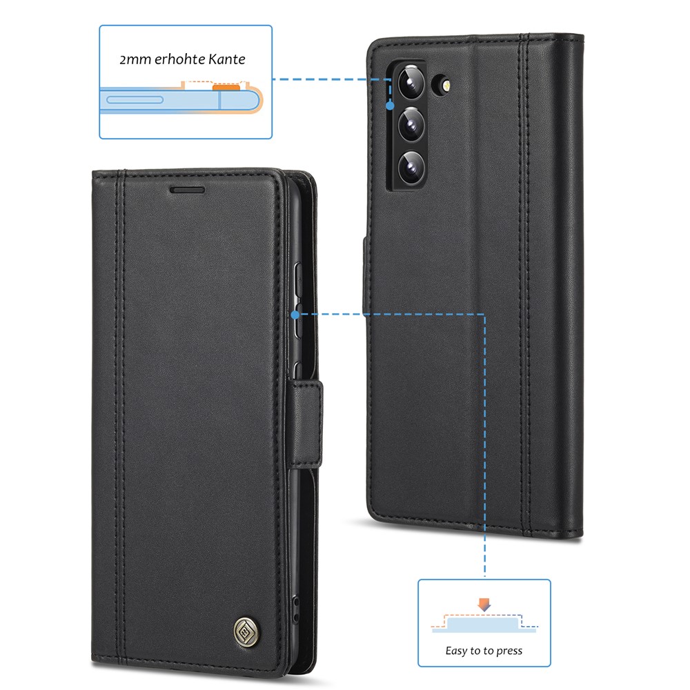 LC.IMEEKE Stand Wallet Function PU Leather Folio Flip Phone Case Cover for Samsung Galaxy S22+ 5G - Black-8