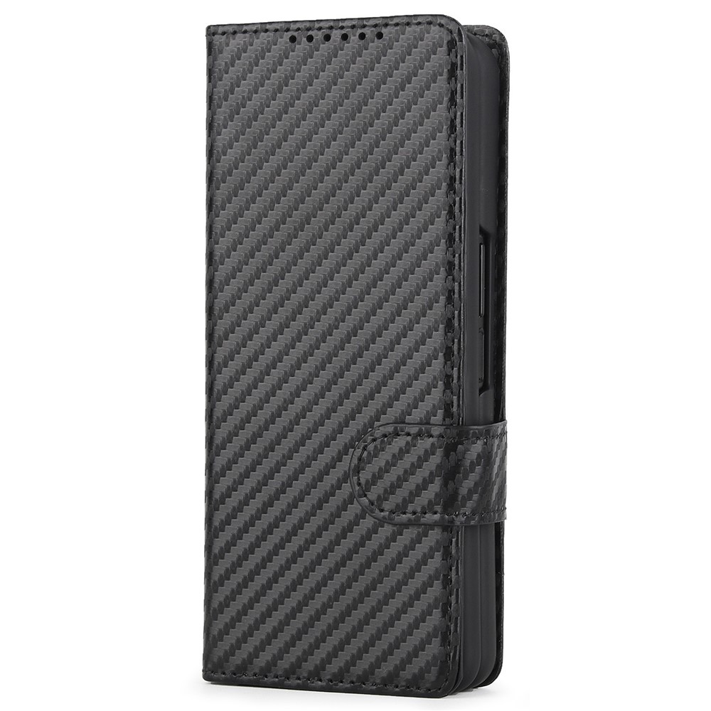 Carbon Fiber Detachable 2-in-1 Design Genuine Leather Stand Wallet Phone Case Cover with Pen Slot for Samsung Galaxy Z Fold3 5G - Black-2