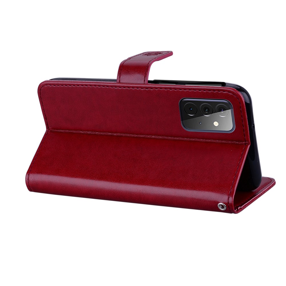 Rhinestone Decor Flip PU Leather Magnetic Clasp Case Wallet Stand Owl Flower Imprinted Shell Cover with Strap for Samsung Galaxy A33 5G - Red-3