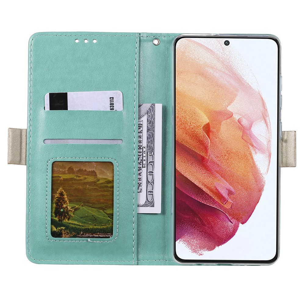 Zipper Wallet Stand Lace Leather Case Shockproof Phone Cover with Bowknot Strap for Samsung Galaxy A33 5G - Green-4