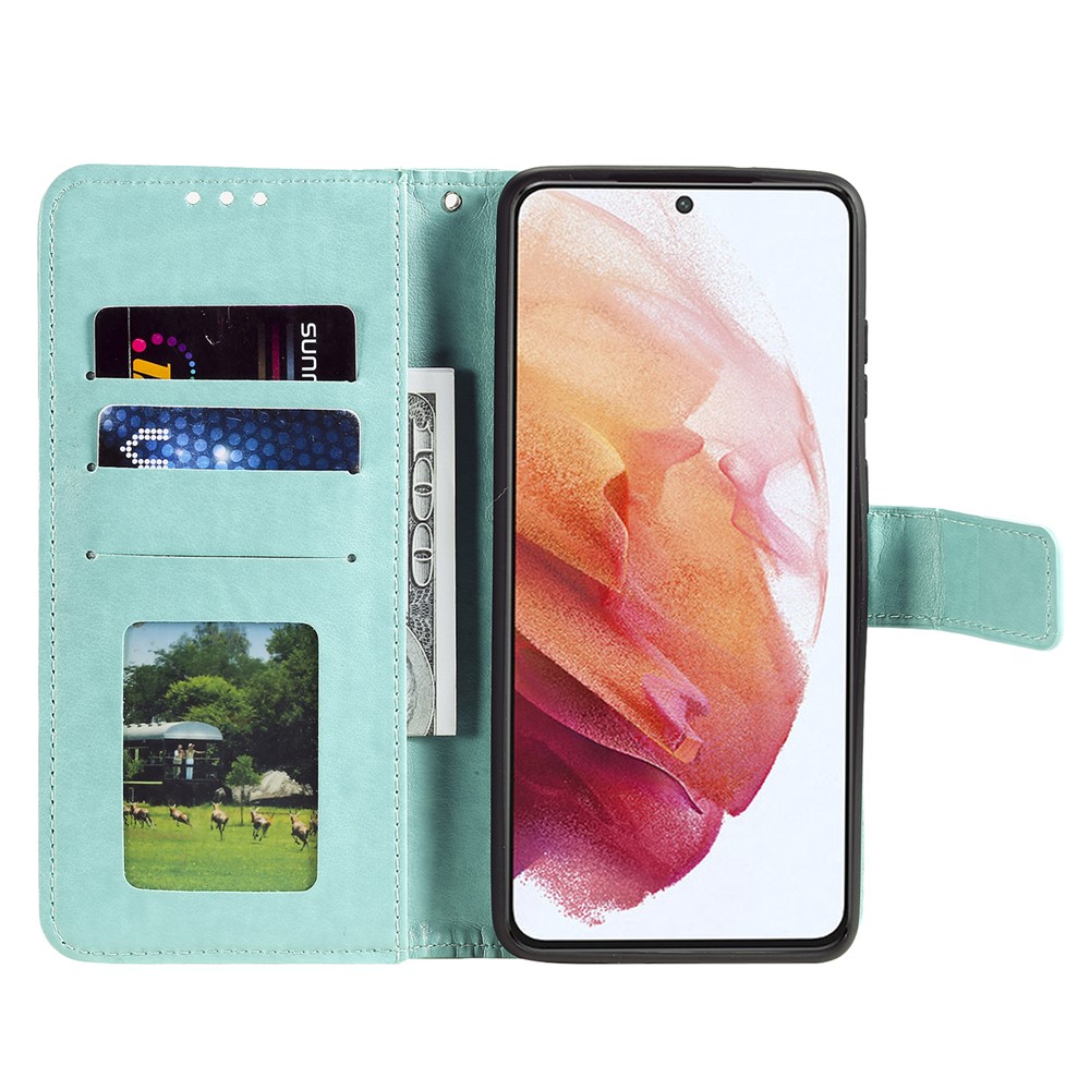 Imprinted Mandala Flower Stand Wallet Function PU Leather Phone Folio Flip Cover Case with Strap for Samsung Galaxy A73 5G - Green-4