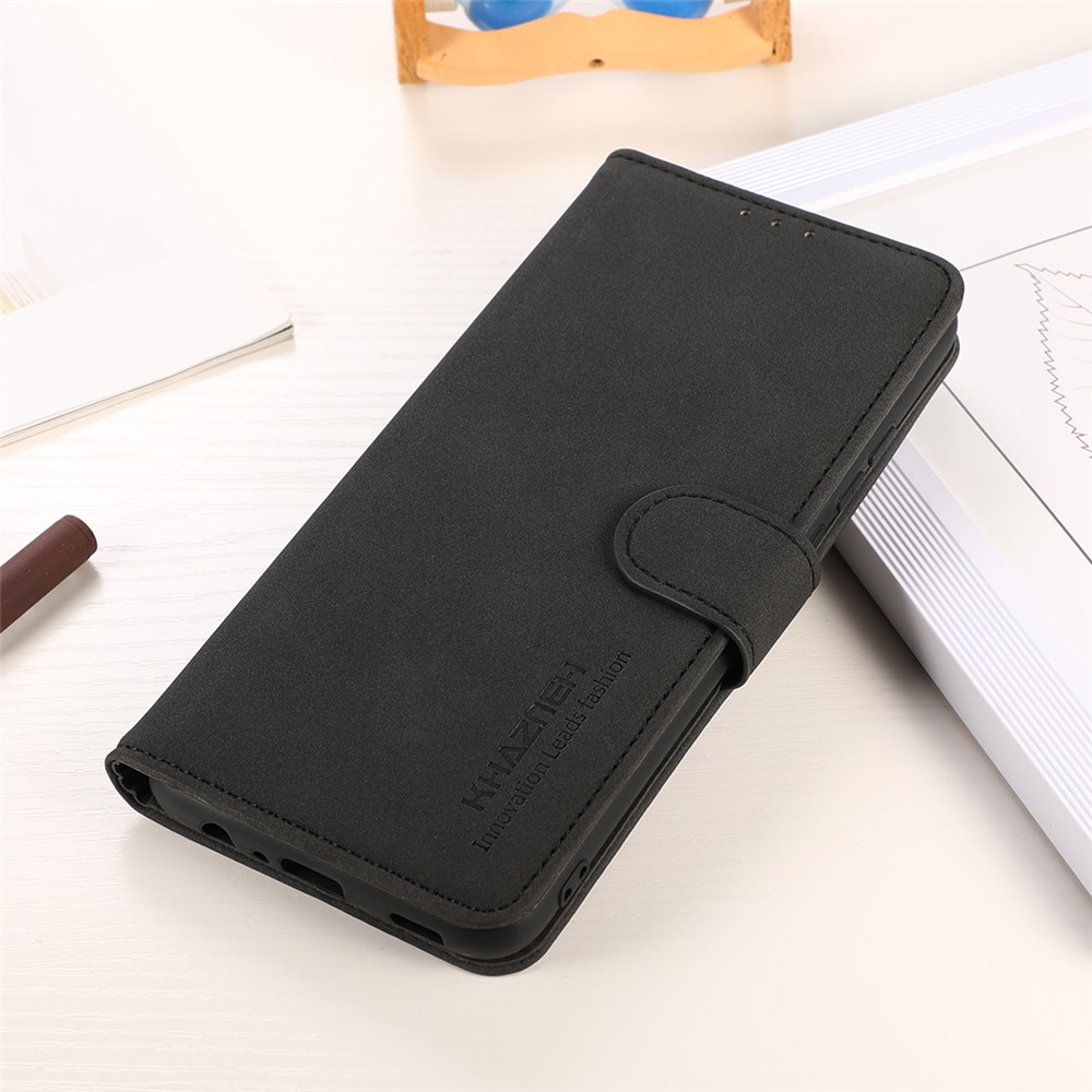 KHAZNEH Textured PU Leather Wallet Flip Cover Stand Magnetic Protective Case for Samsung Galaxy A73 5G - Black-6