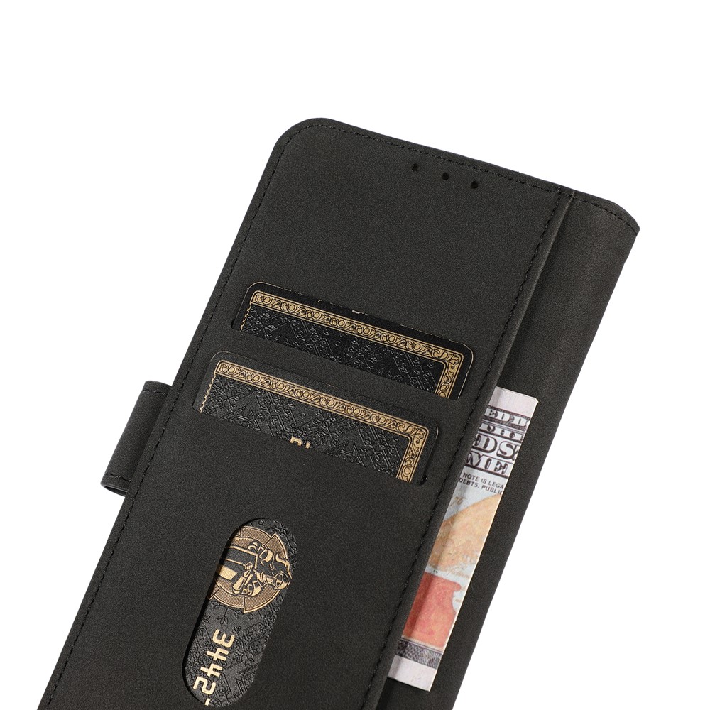 KHAZNEH Textured PU Leather Wallet Flip Cover Stand Magnetic Protective Case for Samsung Galaxy A73 5G - Black-7