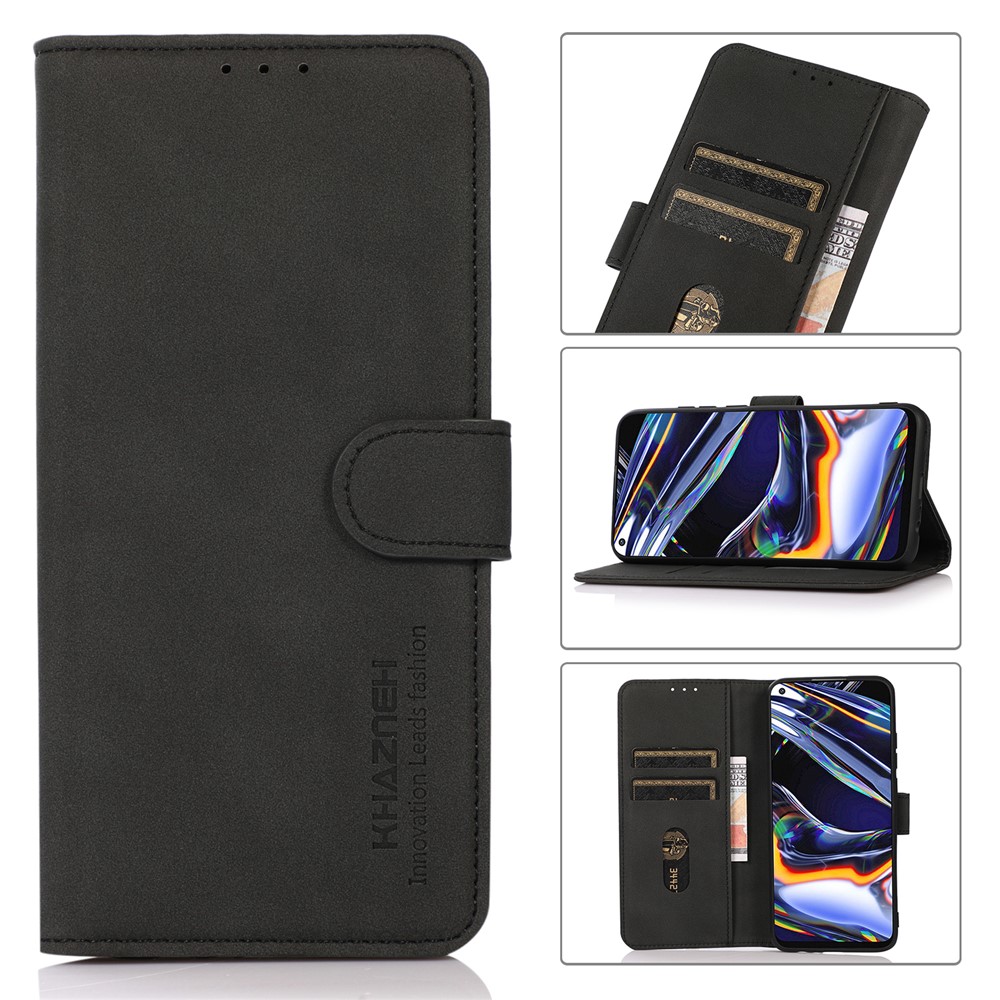 KHAZNEH Textured PU Leather Wallet Flip Cover Stand Magnetic Protective Case for Samsung Galaxy A73 5G - Black-9