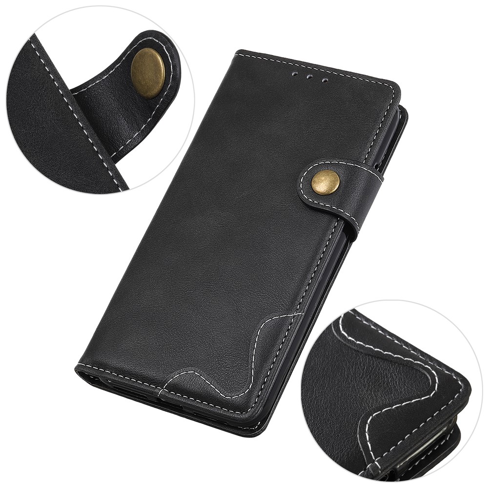 Stitching S-shaped Textured Wallet Phone Case Flip Folio Protective Shockproof Stand Cover for Samsung Galaxy A73 5G - Black-10