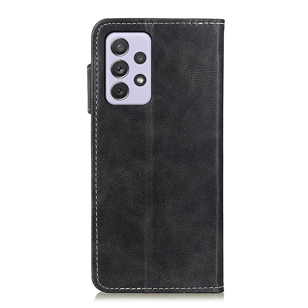 Stitching S-shaped Textured Wallet Phone Case Flip Folio Protective Shockproof Stand Cover for Samsung Galaxy A73 5G - Black-3