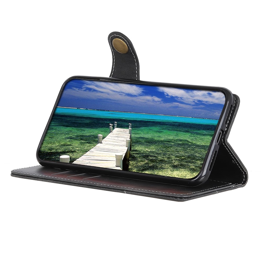 Stitching S-shaped Textured Wallet Phone Case Flip Folio Protective Shockproof Stand Cover for Samsung Galaxy A73 5G - Black-4