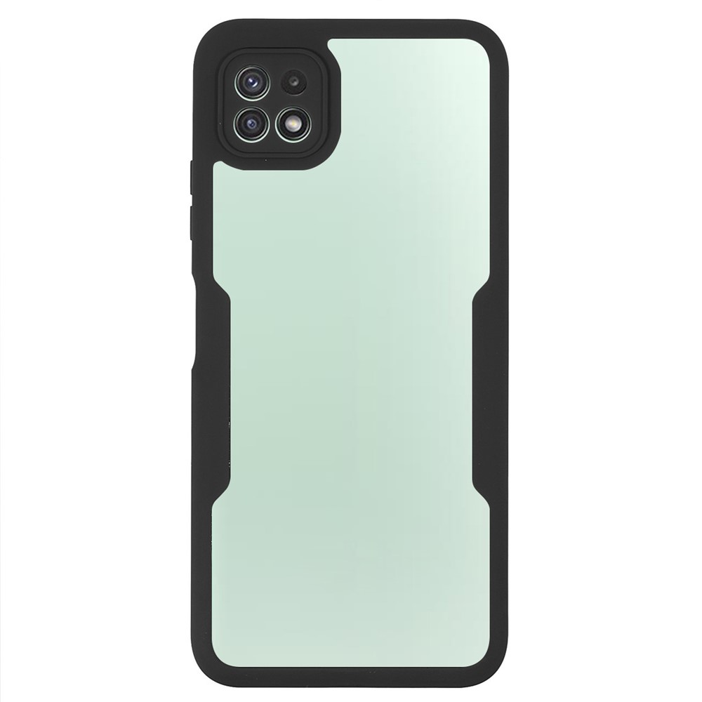 PET Screen Protector + Acrylic Back Panel + TPU Frame Phone Case Full Protection Shell for Samsung Galaxy A22 5G (EU Version) - Black-1