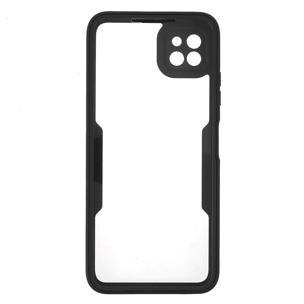 PET Screen Protector + Acrylic Back Panel + TPU Frame Phone Case Full Protection Shell for Samsung Galaxy A22 5G (EU Version) - Black-2