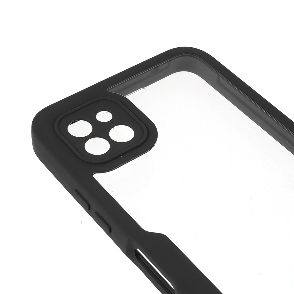 PET Screen Protector + Acrylic Back Panel + TPU Frame Phone Case Full Protection Shell for Samsung Galaxy A22 5G (EU Version) - Black-5