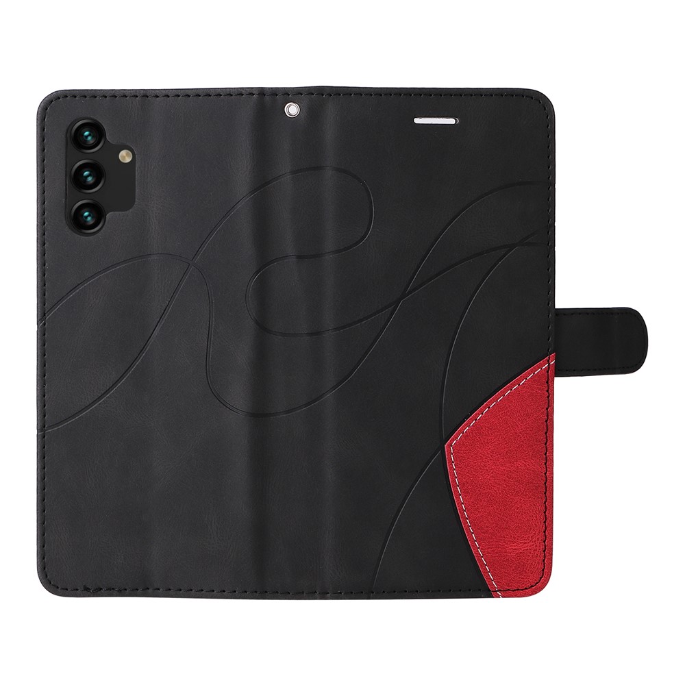 Dual-color Splicing Shockproof PU Leather Case Wallet Stand Phone Cover with Hand Strap for Samsung Galaxy A13 4G/A13 Lite 4G - Black-7