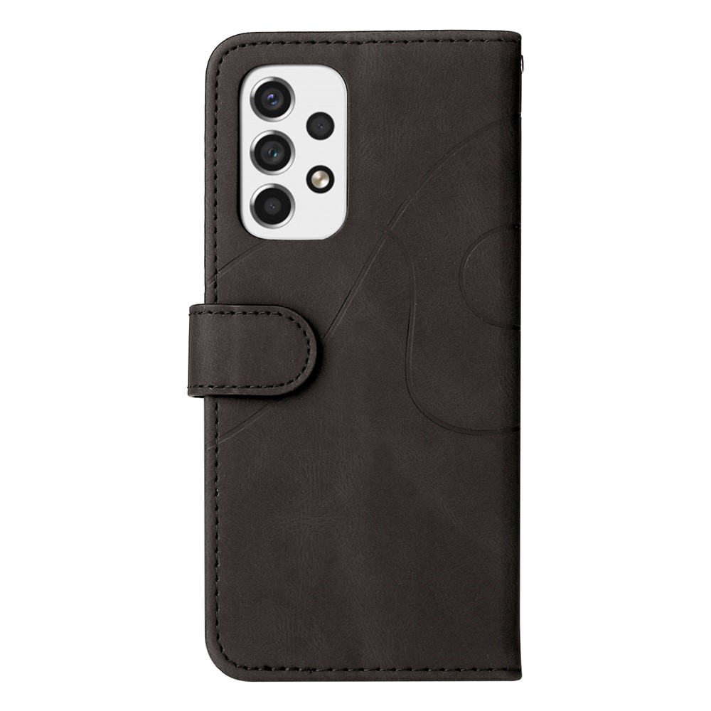Dual-color Splicing PU Leather Protective Case Wallet Stand Mobile Phone Cover with Hand Strap for Samsung Galaxy A53 5G - Black-3