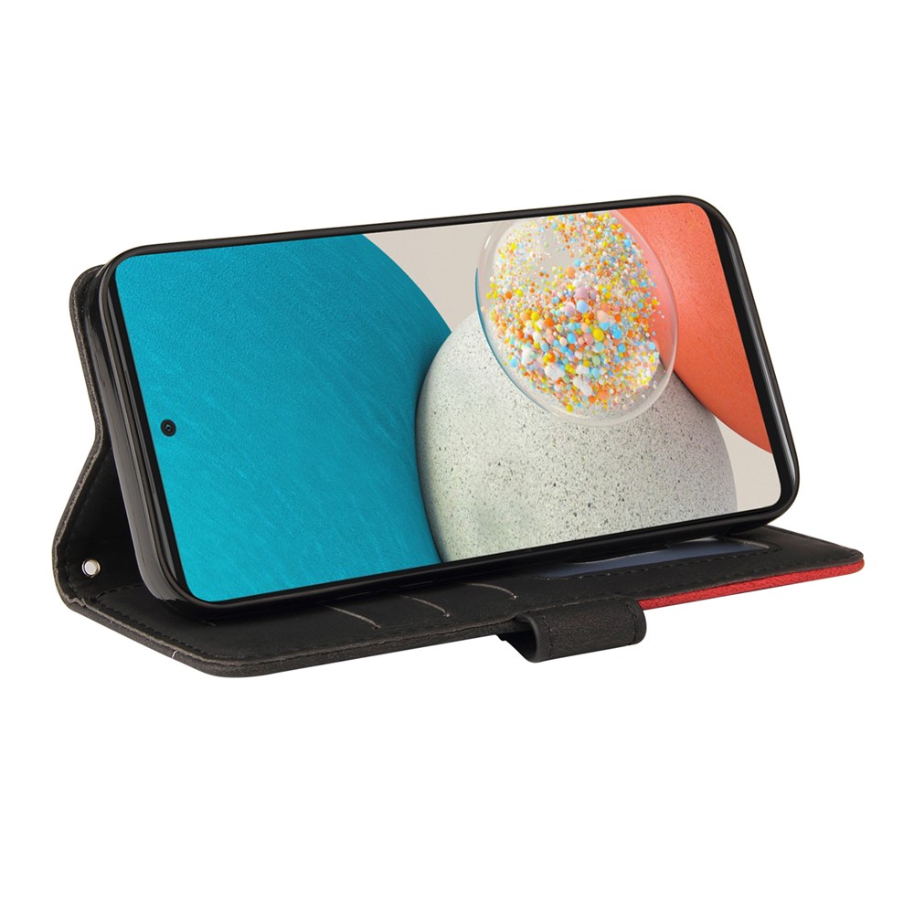 Dual-color Splicing PU Leather Protective Case Wallet Stand Mobile Phone Cover with Hand Strap for Samsung Galaxy A53 5G - Black-5