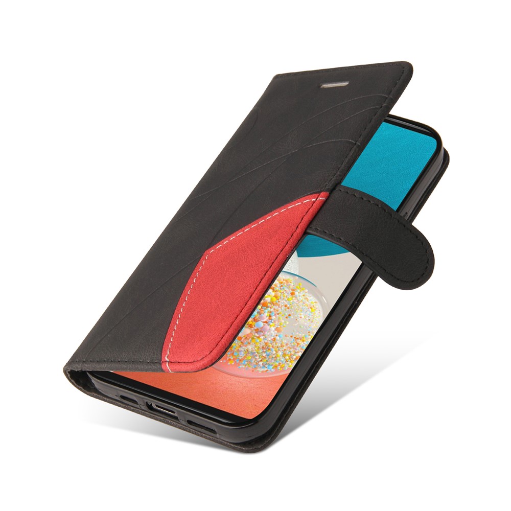 Dual-color Splicing PU Leather Protective Case Wallet Stand Mobile Phone Cover with Hand Strap for Samsung Galaxy A53 5G - Black-8