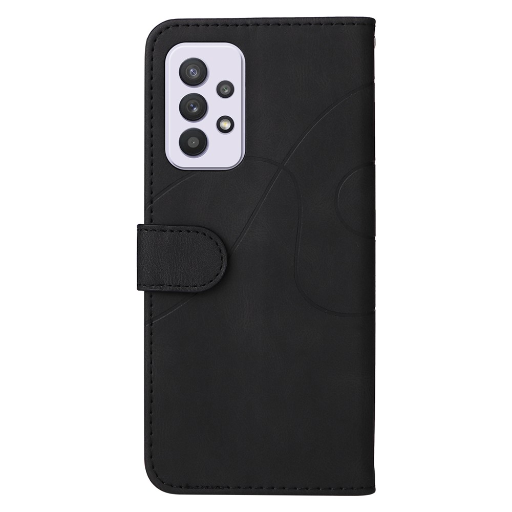 Dual-color Splicing Design PU Leather Wallet Stand Mobile Phone Cover Shell with Hand Strap for Samsung Galaxy A33 5G - Black-3