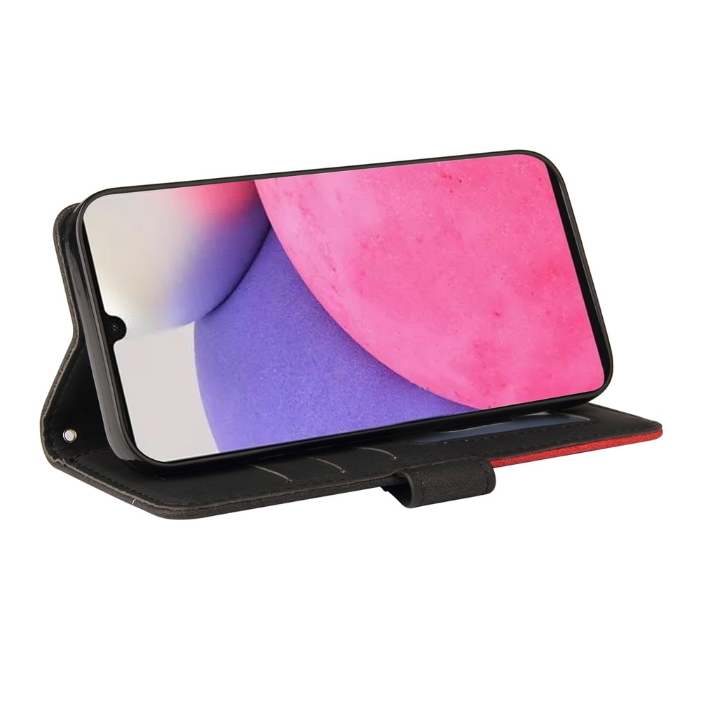 Dual-color Splicing Design PU Leather Wallet Stand Mobile Phone Cover Shell with Hand Strap for Samsung Galaxy A33 5G - Black-5