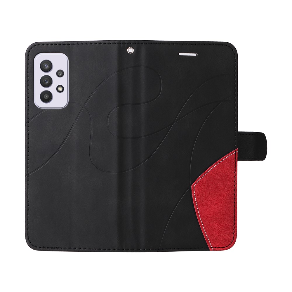 Dual-color Splicing Design PU Leather Wallet Stand Mobile Phone Cover Shell with Hand Strap for Samsung Galaxy A33 5G - Black-7