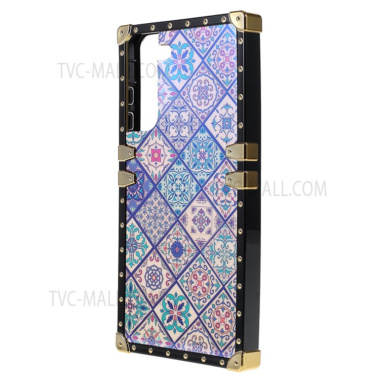Electroplating National Style Cell Phone Protector Pattern Printing Glossy TPU Back Shell for Samsung Galaxy S21 FE 5G - Blue and White Porcelain-2