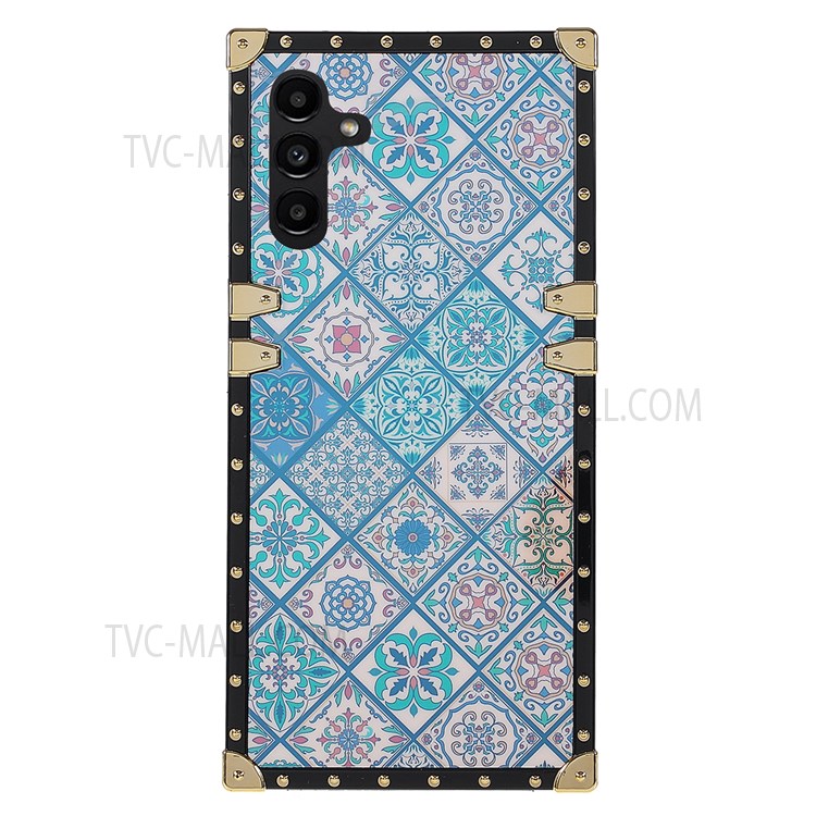 All-round Shockproof National Style Pattern Printing Shell Electroplating Buckles Glossy Surface Mobile Phone TPU Cover for Samsung Galaxy A13 5G - Blue and White Porcelain-1