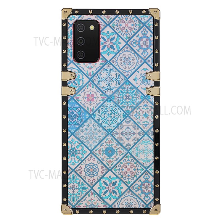Glossy National Style Pattern Printing Shell Impact-resistant Electroplating Buckles TPU Cover for Samsung Galaxy A02s (166.5x75.9x9.2mm) - Blue and White Porcelain-1